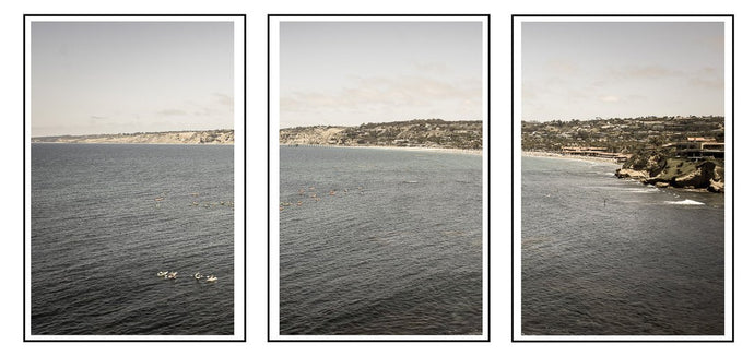 La Jolla Shores w/Kayaks - Triptych
