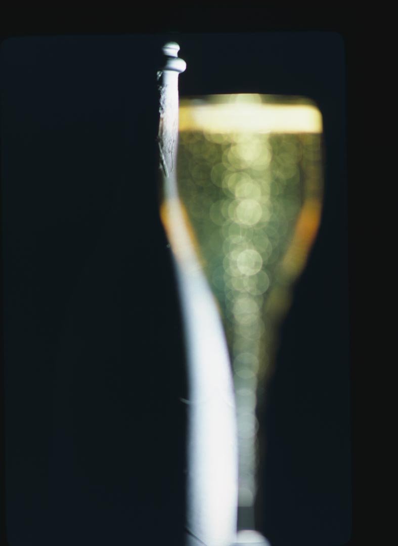 Champagne with bottle forward